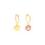 Plated sea shell earrings with pink accents, perfect for kids and teens. Elegant jewelry for young o.