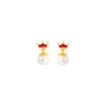 Delicate earrings featuring pearl drops and crown-shaped accents, perfect for young girls and childr.