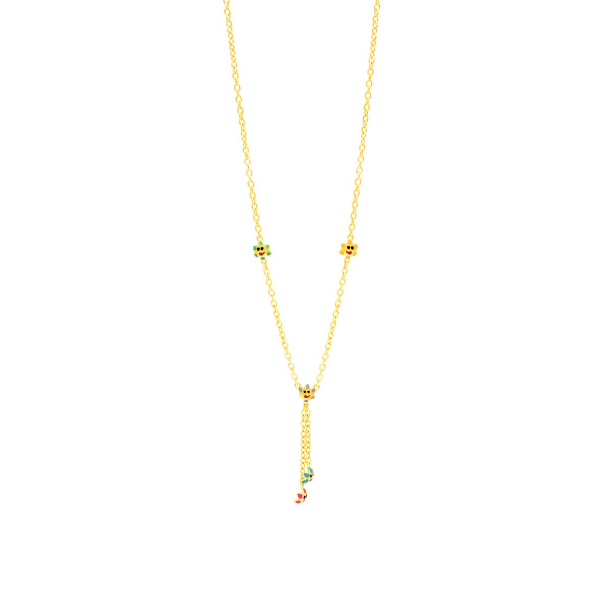 Plated sterling silver necklace with colorful star charms, perfect for children and teens.