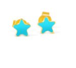 Blue star kids earrings with gold trim, ideal for children’s playful and elegant style.