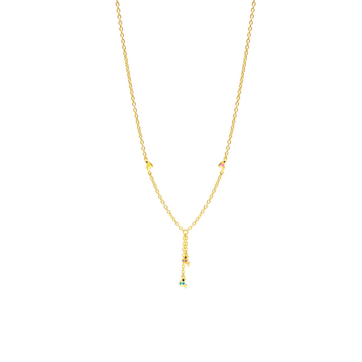 Plated necklace featuring tiny bird charms, perfect for children and teens who love elegant, minimal.