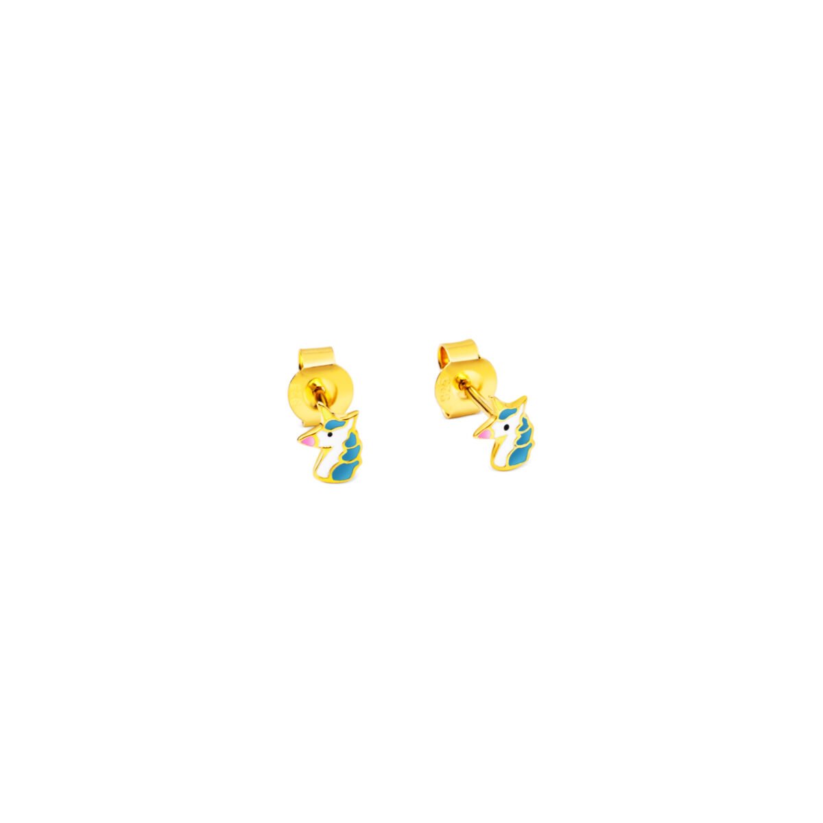 Adorable unicorn earrings for kids, crafted in 925 sterling silver with gold plating, perfect for yo.