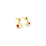 Plated sterling silver kitty earrings with cute red and white details, perfect for kids and young gi.