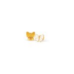 Elegant gold bow earrings with white enamel accents, perfect for young girls.