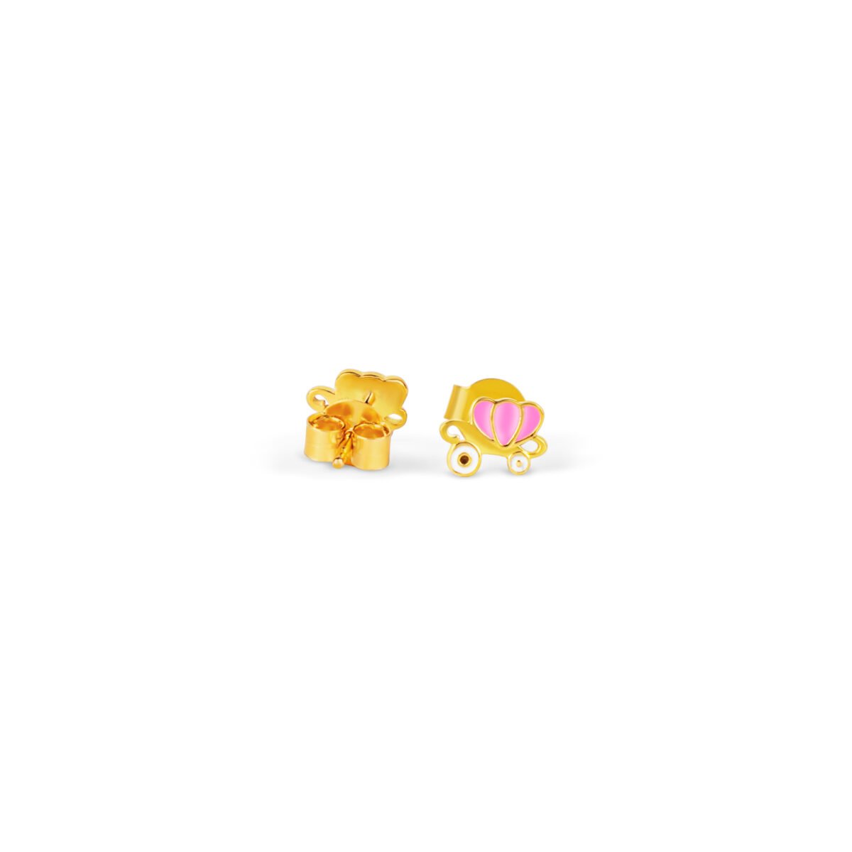 Plated earrings inspired by Cinderella's carriage, perfect for young girls and teens.