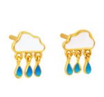 Shaped earrings with blue teardrop charms, perfect for children’s delicate and stylish accessories.