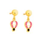 Kids hot air balloon earrings in 925 sterling silver with gold plating, playful and elegant jewelry.
