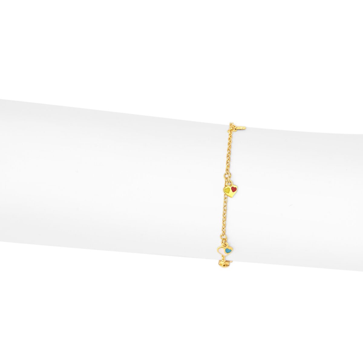 Heart bracelet with colorful enamel accents for children.