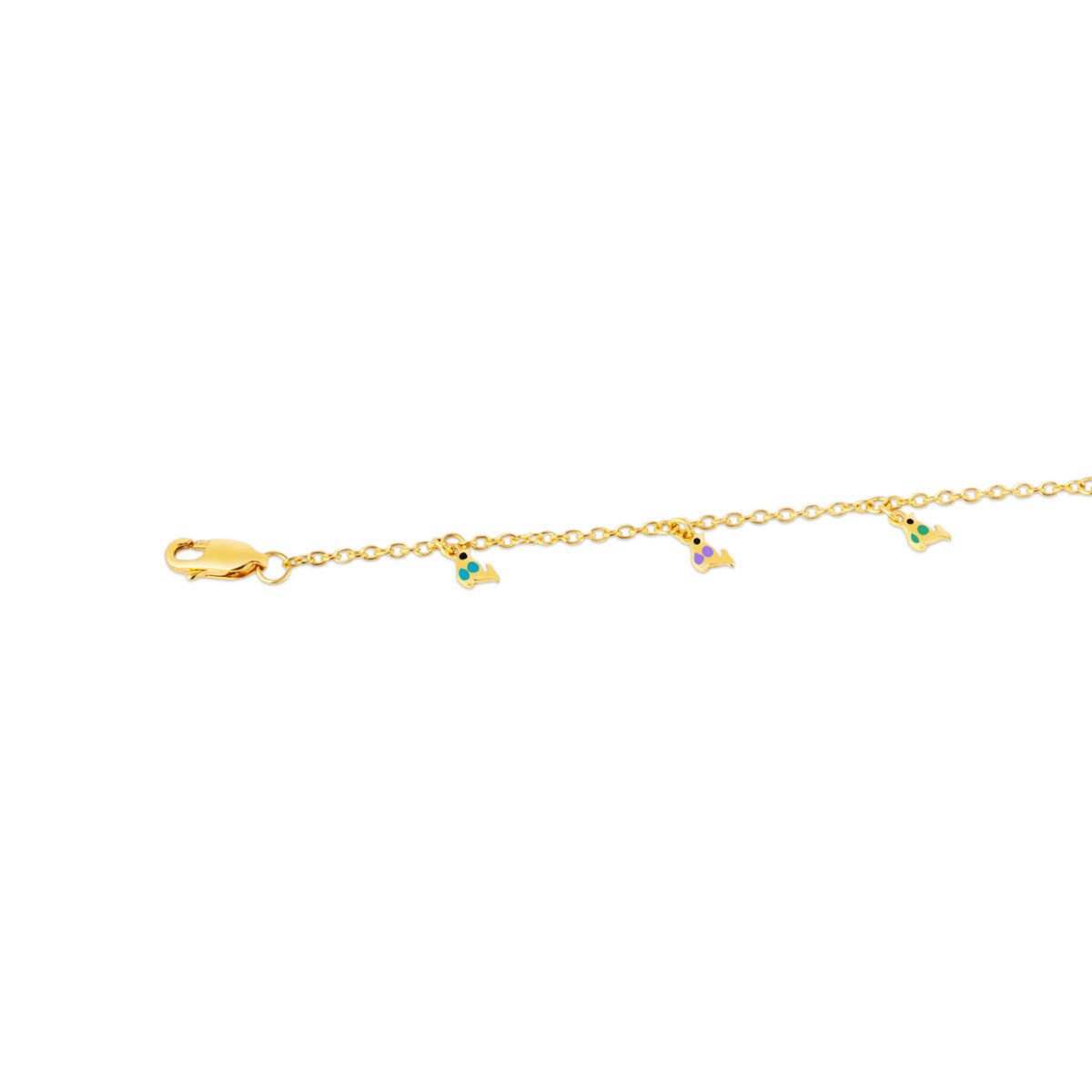 Sterling silver kids' bracelet with colorful bird charms, perfect for young girls and teens.