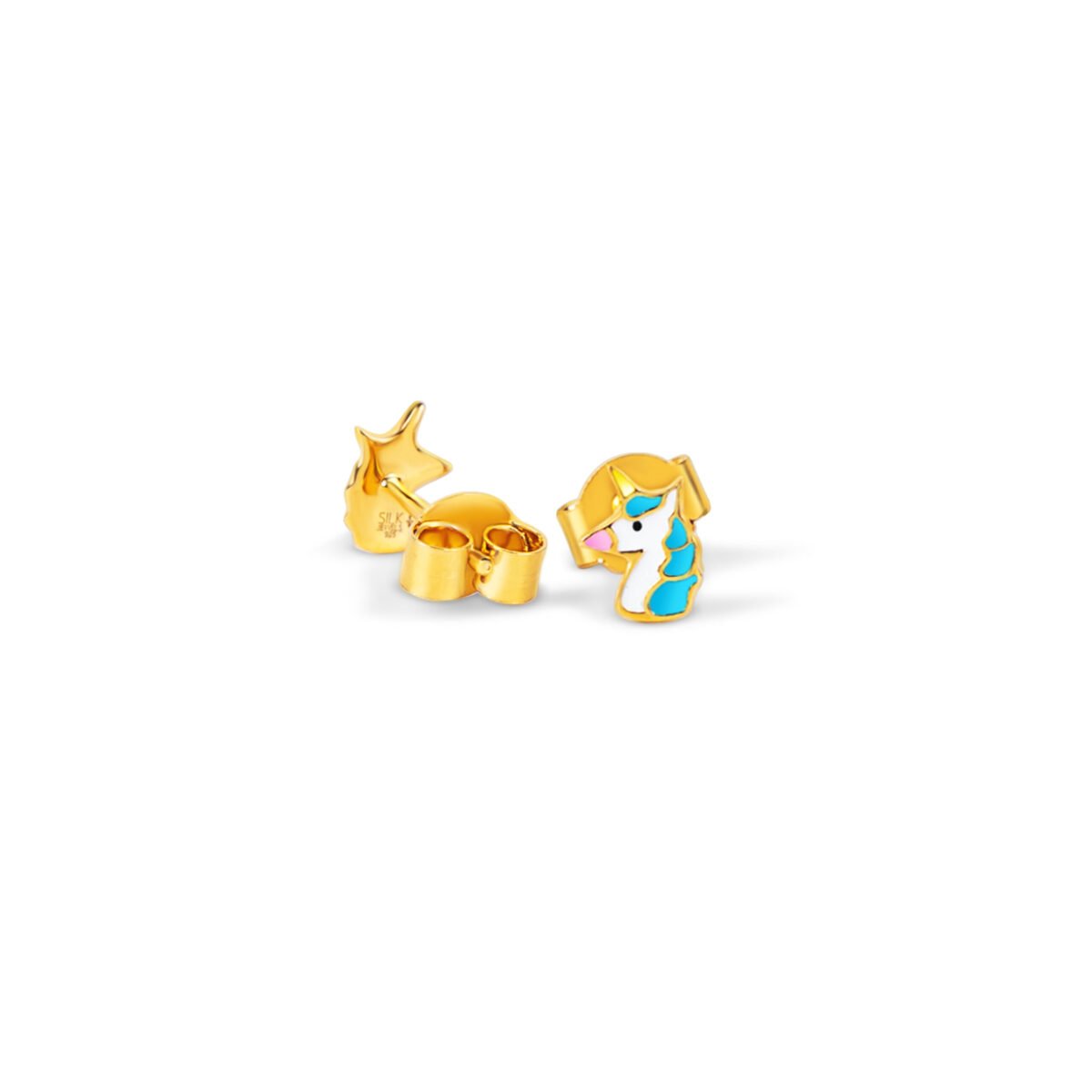Plated unicorn earrings for children and teens. Perfect for adding a touch of magic to everyday jewe.