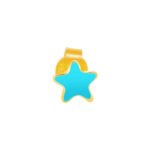 Bright blue star earrings with gold trim, designed for children and teens to add a touch of sparkle.