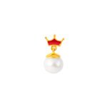 Elegant pearl earrings with a gold crown design, perfect for children’s special occasions.