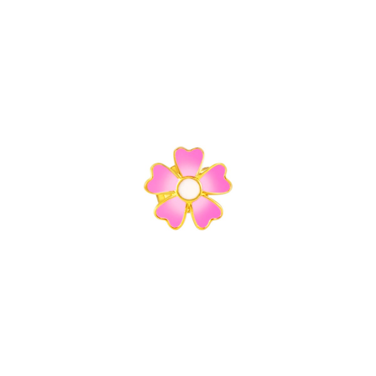 Delicate pink flower earrings for kids, crafted in 925 sterling silver with a charming gold outline.