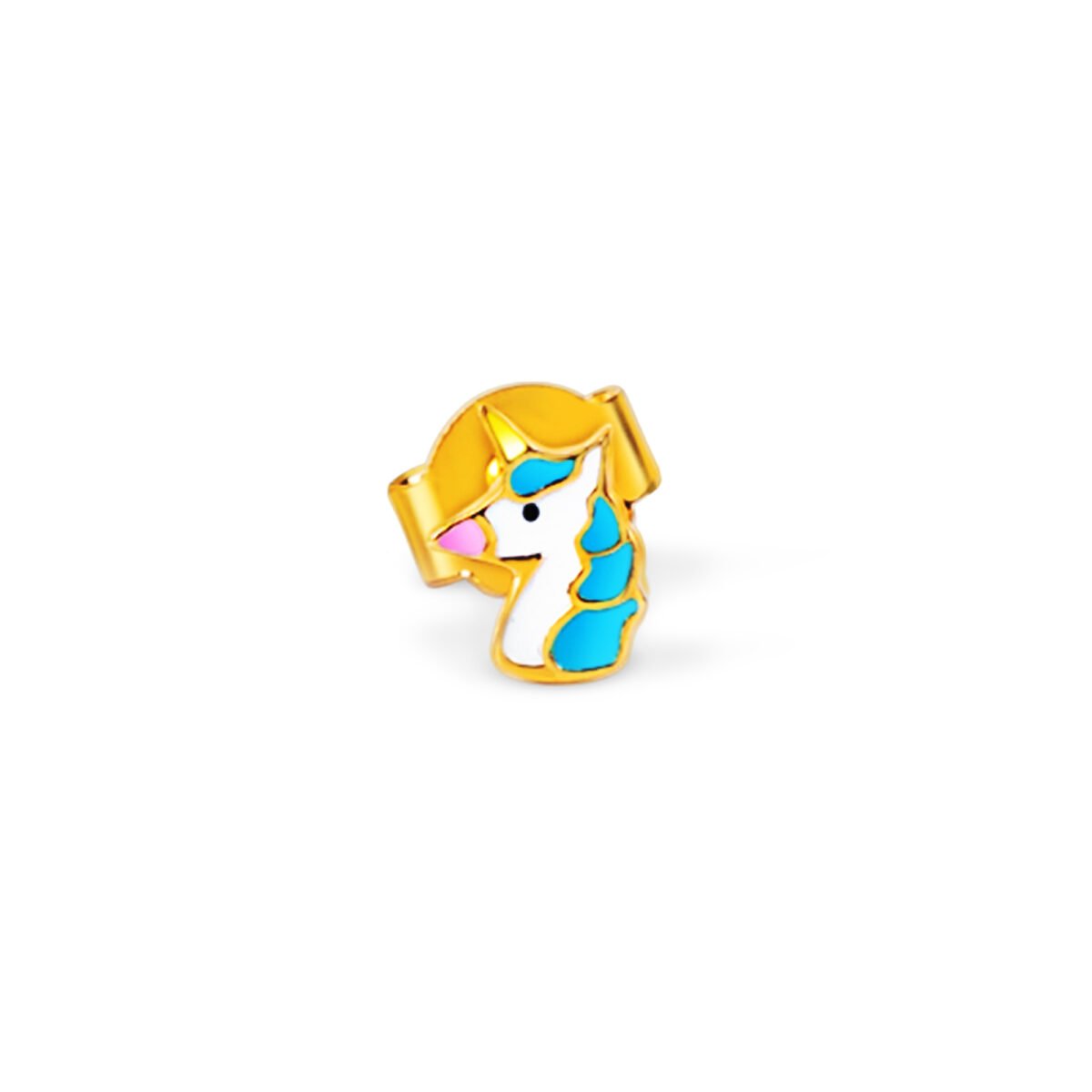 Adorable unicorn earrings for kids, crafted in gold-tone with colorful enamel accents, perfect for y.
