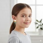 Sterling silver cloud earrings with blue accents, perfect for kids and teens. Elegant, minimal desig.