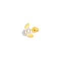 Cute gold angel earrings with small clear stones for children.
