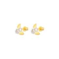 Delicate gold angel earrings with cubic zirconia for children.