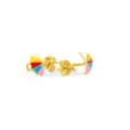 Colorful umbrella-shaped earrings with gold accents for kids and teens.