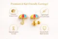 Delicate silver and gold umbrella earrings for kids and teens.