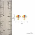 Cute umbrella-shaped earrings with colorful tops and gold handles for children.