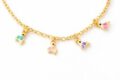 Delicate kids' bracelet with colorful bird charms in silver and gold plating.