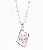 Elegant pink tourmaline gemstone pendant in sterling silver. Perfect minimalist jewelry for women, t.