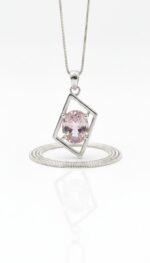 Elegant pink tourmaline gemstone pendant in sterling silver.