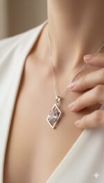 Delicate pink tourmaline gemstone pendant on a sleek sterling silver chain. Perfect for minimal, sop.