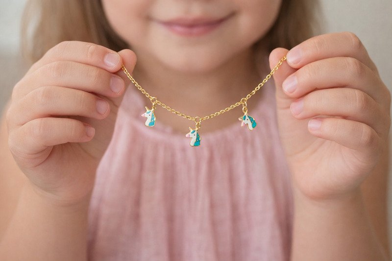 101627-1-1.png Kids 925 SILVER Jewelry Set - Unicorn Charm Necklace, Bracelet & Earrings - Image 1