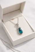 Bluish Green Sapphire Gemstone Pendant with Chain - Image 2