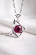 Ruby Precious Gemstone Pendant with Chain