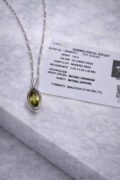 Leafy Green Precious Sapphire Gemstone Pendant with Chain - Image 2