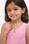 Kids 925 SILVER Jewelry Set - Blooming Flower Charm Necklace, Bracelet & Earrings