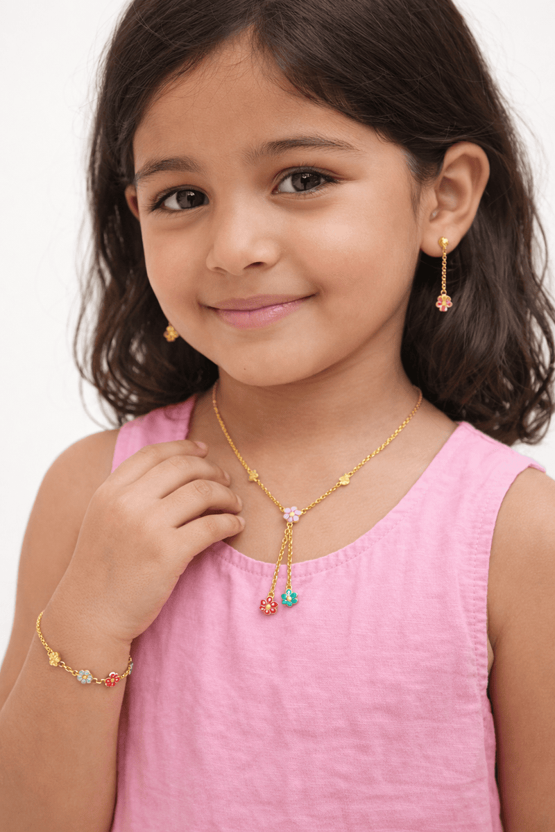file_00000000fe9c7209904965501d335730.png Kids 925 SILVER Jewelry Set - Blooming Flower Charm Necklace, Bracelet & Earrings - Image 1