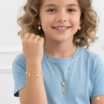 Kids 925 SILVER Jewelry Set – hot Air Balloon Charm Necklace, Bracelet & Earrings