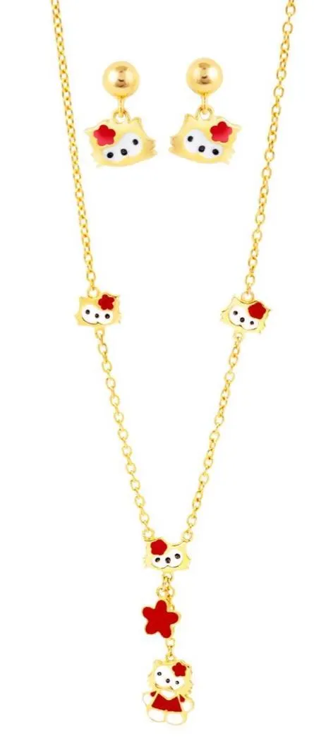 il_fullxfull.7504484722_maqz.webp Kids 925 SILVER Jewelry Set - Little Kitten Dangles with Necklace - Image 1