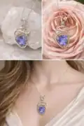 Sterling silver pendant with a purple Tanzanite gemstone on a delicate chain.