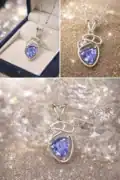 Sterling silver necklace with a heart-shaped Tanzanite gemstone pendant.