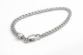 Minimalist sterling silver chain bracelet with lobster clasp closure.