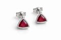 Sterling silver earrings with red triangular gemstones for women and teens.