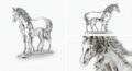 Detailed silver horse sculpture with foal, perfect for jewelry display or decor.