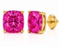 Pink gemstone stud earrings with gold settings for women and teens.