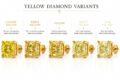Different shades of yellow diamonds with gold settings.