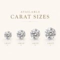 Different sizes of lab grown diamonds with carat weights.