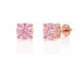 Elegant pink cubic zirconia stud earrings with rose gold setting.