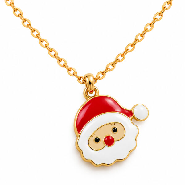 Gold chain with Santa Claus charm pendant.