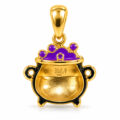Elegant gold pot pendant with purple gemstone accents for women and teens.