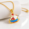 Gold-plated Santa Claus necklace pendant with colorful enamel details.