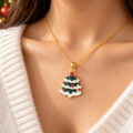 Gold chain with Christmas tree pendant for women and teens.
