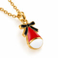 Gold-plated 925 silver Santa hat pendant necklace with red enamel and white trim.